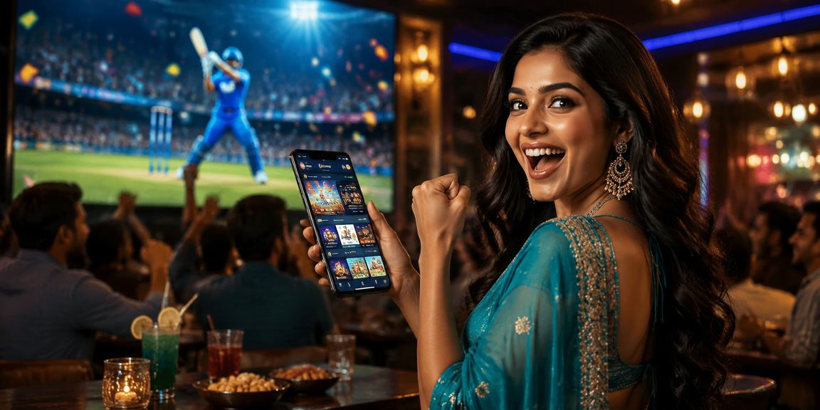 IPL cricket betting enthusiast in traditional saree