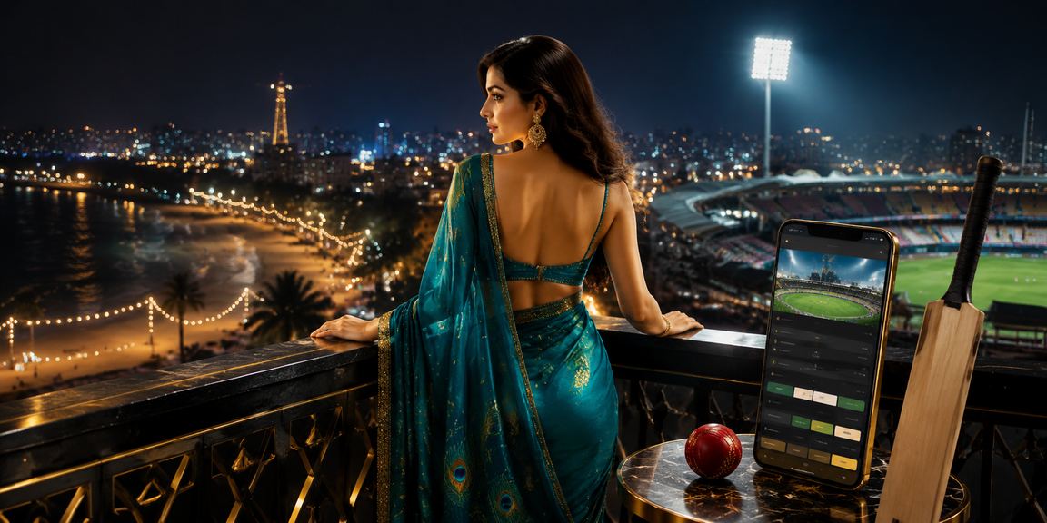 Indian female cricket fan enjoying sports betting on mobile