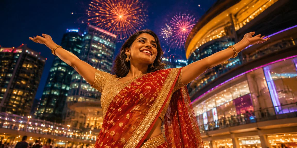 Indian woman enjoying casino-style entertainment