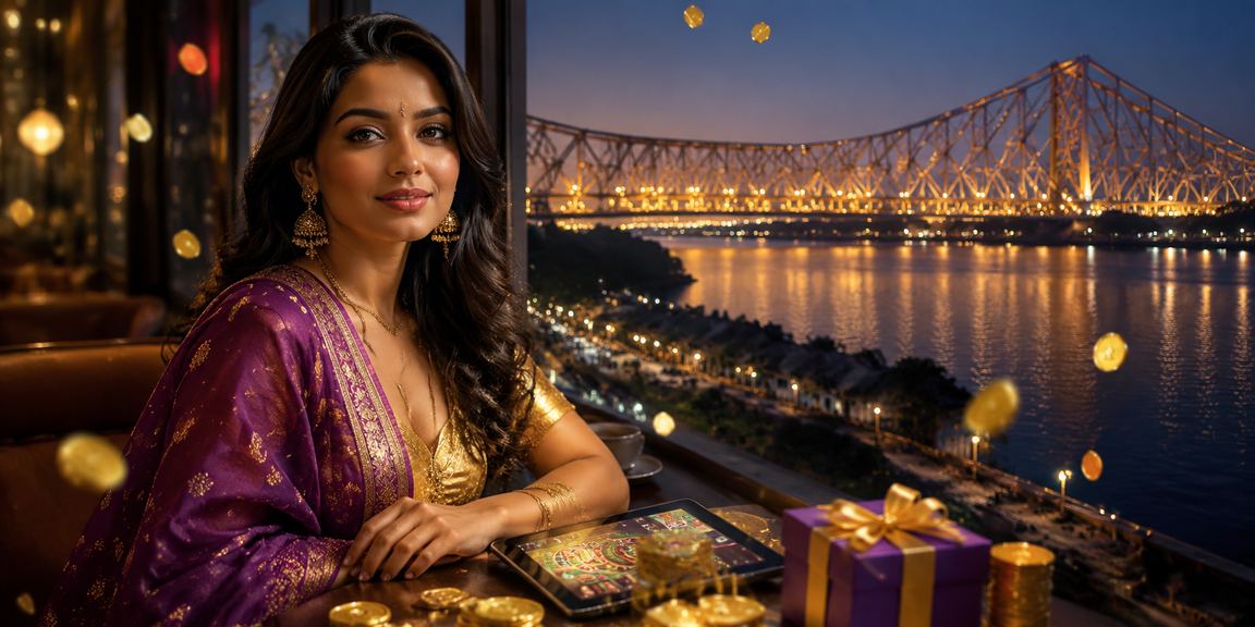 Young Indian woman using casino app in Kolkata